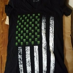 NEW Monster Energy Black green flag shirt 2XL XXL.